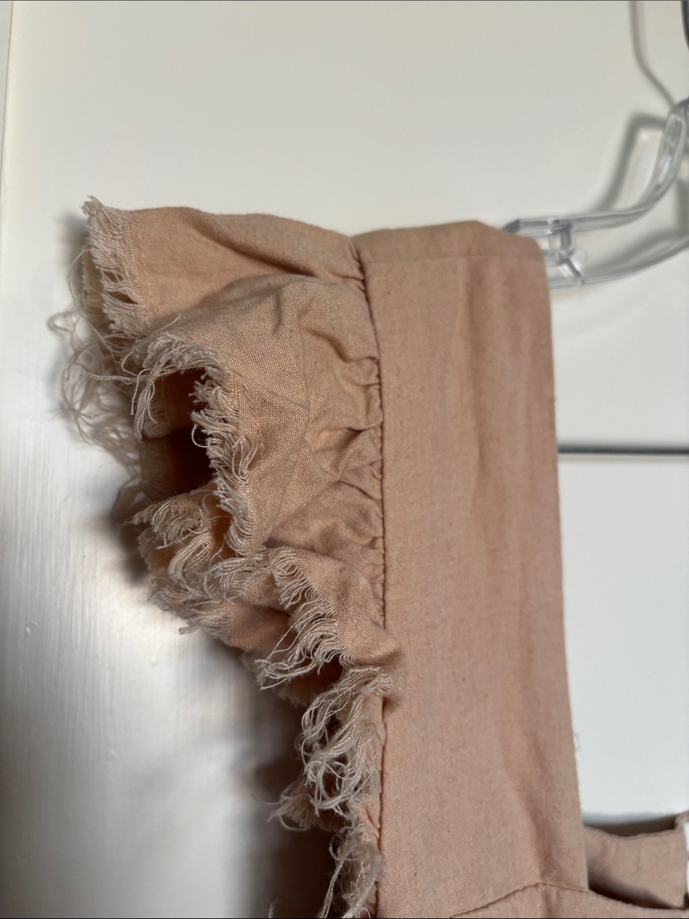 aerie XL tan linen blend raw edge ruffle babydoll dress - Picture 4 of 8